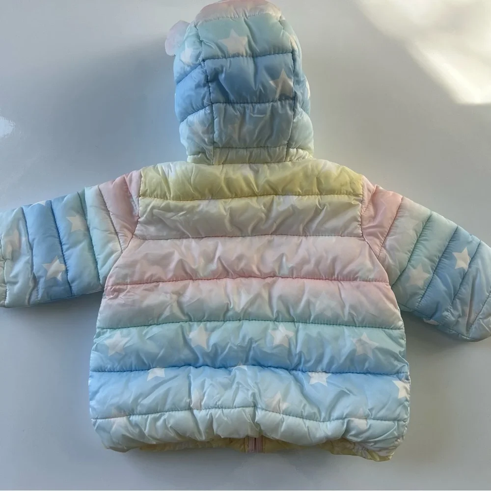 GAP Baby Puffer Jacket Rainbow Stars 0-6 Months